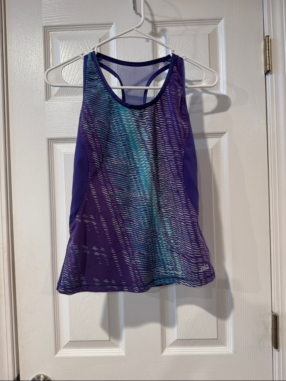 Alo Purple and Teal Striped Racerback Tank size small